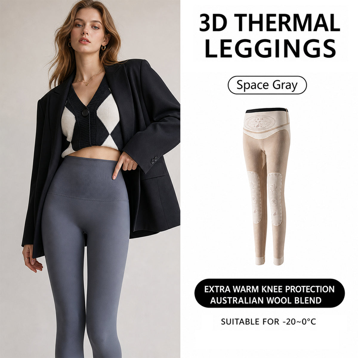 Women’s Fleece-Lined High-Waisted Leggings – Tummy Control Thermal Stretch Pants