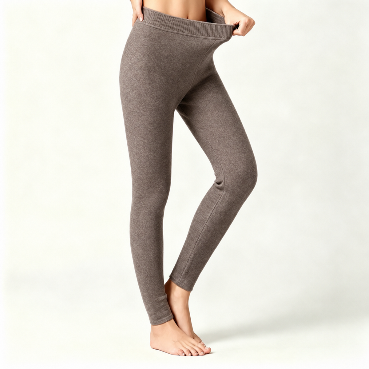 Winter Warm Cashmere Thermal Pants High Waist Fleece Lined Slim Fit Leggings For Men And Women