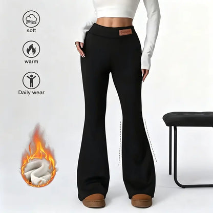 Women's High Waisted Fleece Lined Flare Leggings Warm Stretchy Winter Yoga Pants
