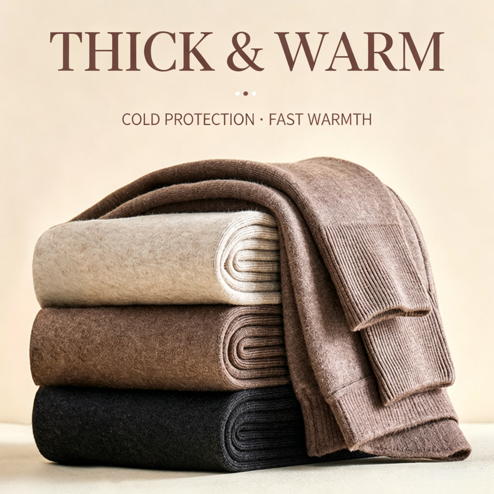 Winter Warm Cashmere Thermal Pants High Waist Fleece Lined Slim Fit Leggings For Men And Women