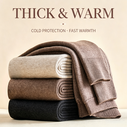 Winter Warm Cashmere Thermal Pants High Waist Fleece Lined Slim Fit Leggings For Men And Women