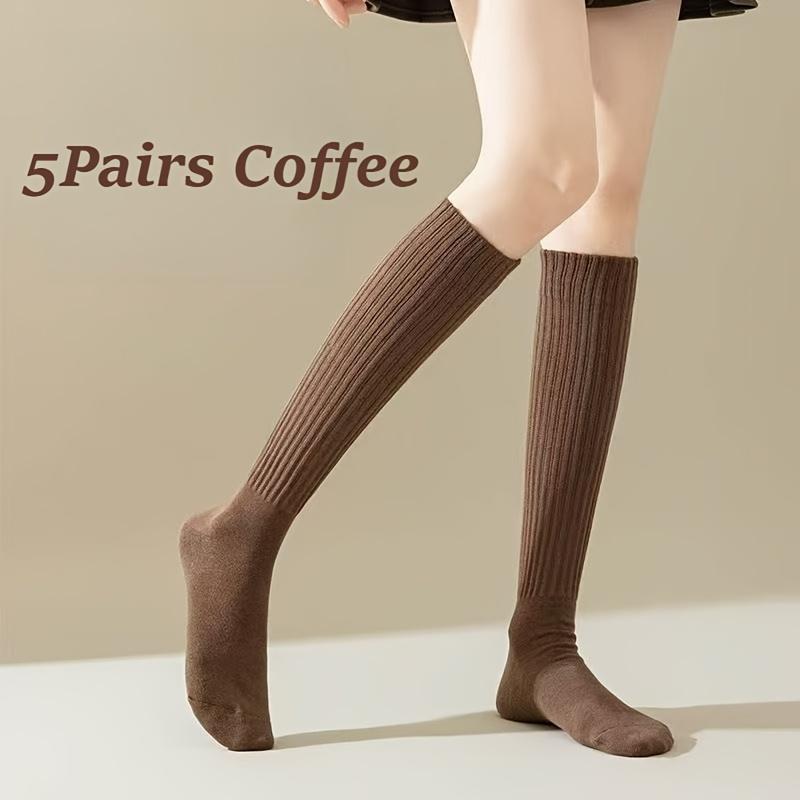 Women's 5-Pack Thick Cozy Striped Crew Socks – Warm Casual Socks for Fall & Winter