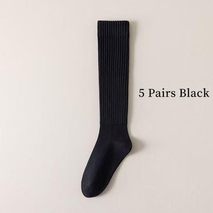 Women's 5-Pack Thick Cozy Striped Crew Socks – Warm Casual Socks for Fall & Winter