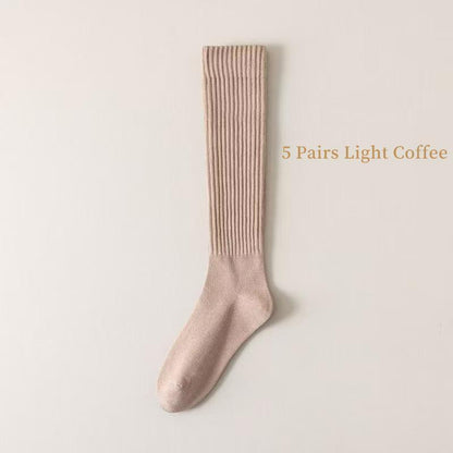 Women's 5-Pack Thick Cozy Striped Crew Socks – Warm Casual Socks for Fall & Winter