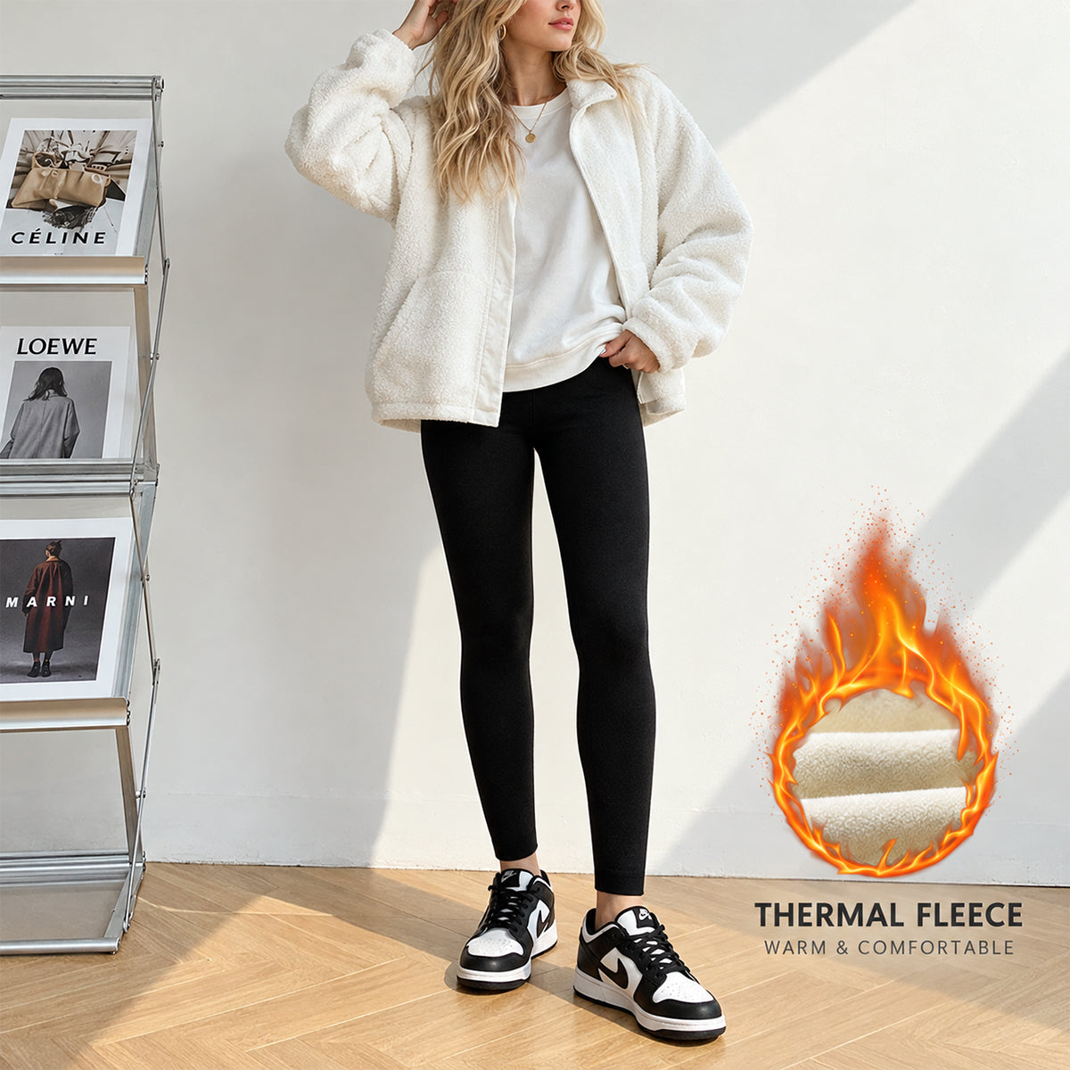Women's Thick Fleece-Lined Thermal Leggings – High-Waisted Ultra-Warm Winter Pants