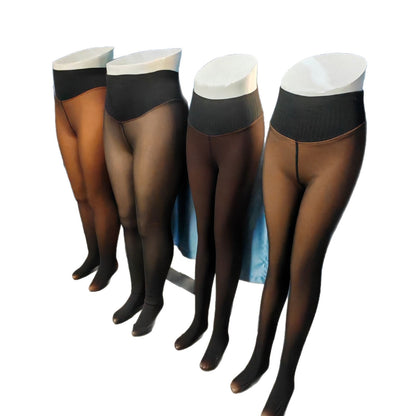 Premium Fleece Lined Sheer Tights – High Waisted Tummy Control Thermal Pantyhose for Women