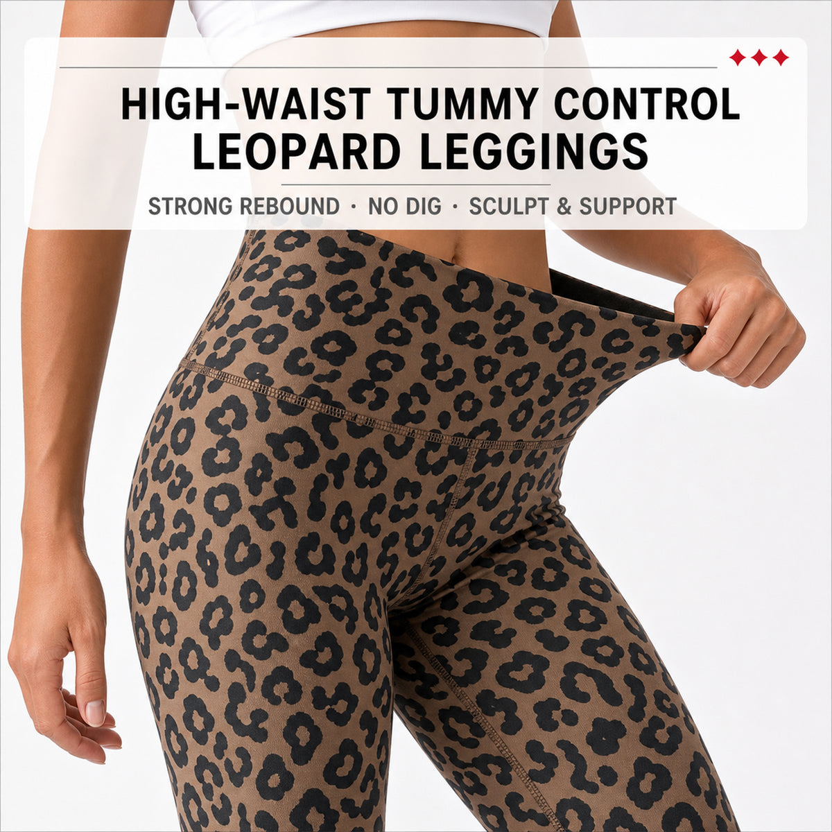 Women’s Leopard Print Fleece-Lined Leggings – No Front Seam High-Waisted Tummy Control Pants