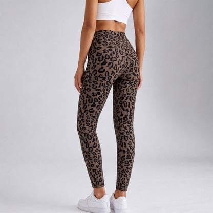Women’s Leopard Print Fleece-Lined Leggings – No Front Seam High-Waisted Tummy Control Pants