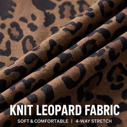 Women’s Leopard Print Fleece-Lined Leggings – No Front Seam High-Waisted Tummy Control Pants