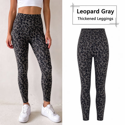 Women’s Leopard Print Fleece-Lined Leggings – No Front Seam High-Waisted Tummy Control Pants