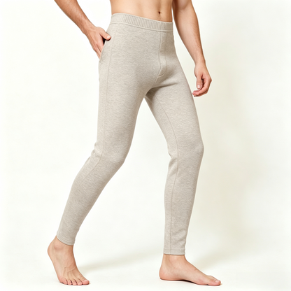Winter Warm Cashmere Thermal Pants High Waist Fleece Lined Slim Fit Leggings For Men And Women