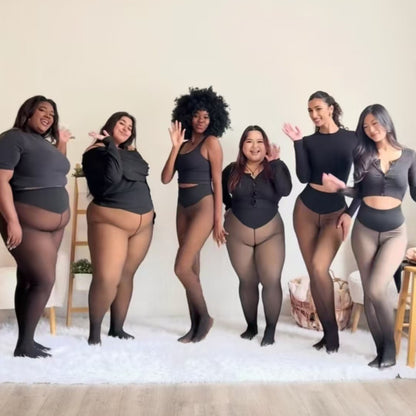 Premium Fleece Lined Sheer Tights – High Waisted Tummy Control Thermal Pantyhose for Women