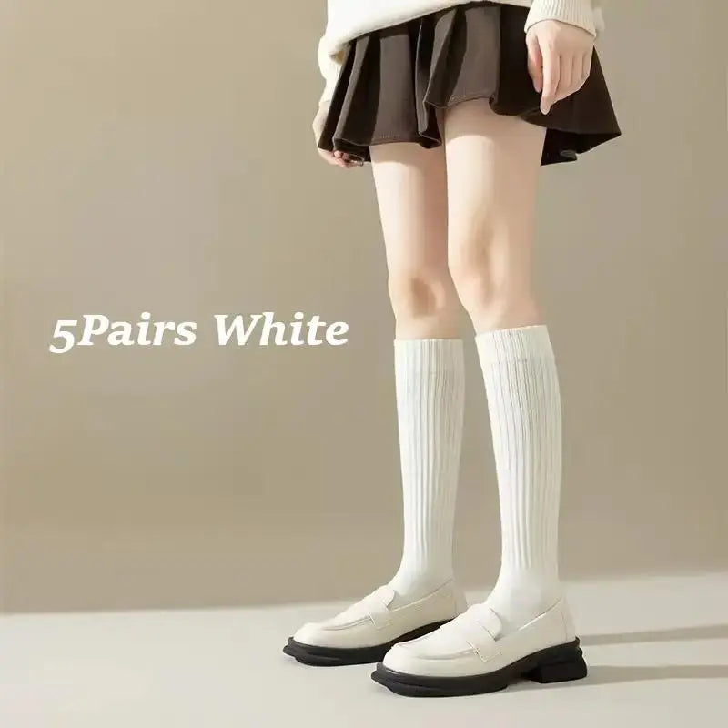 Women's 5-Pack Thick Cozy Striped Crew Socks – Warm Casual Socks for Fall & Winter