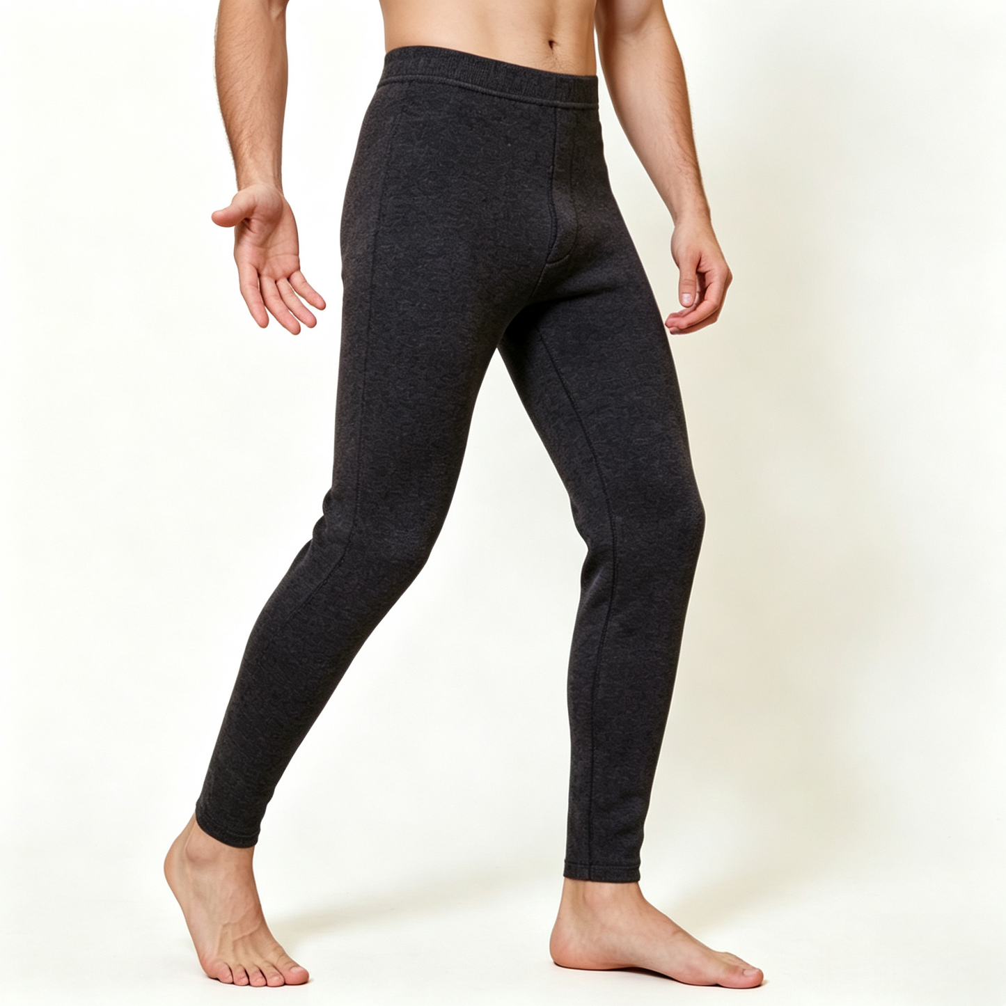Winter Warm Cashmere Thermal Pants High Waist Fleece Lined Slim Fit Leggings For Men And Women