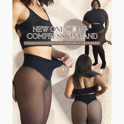 Fleece Lined Sheer Tights – Warm High-Waisted Thermal Pantyhose for Women