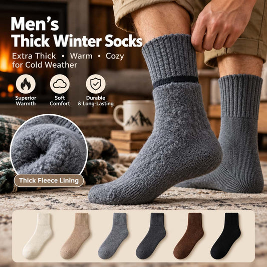 Men’s Thick Thermal Crew Socks – Soft Fleece-Lined Warm Winter Socks for Everyday Comfort