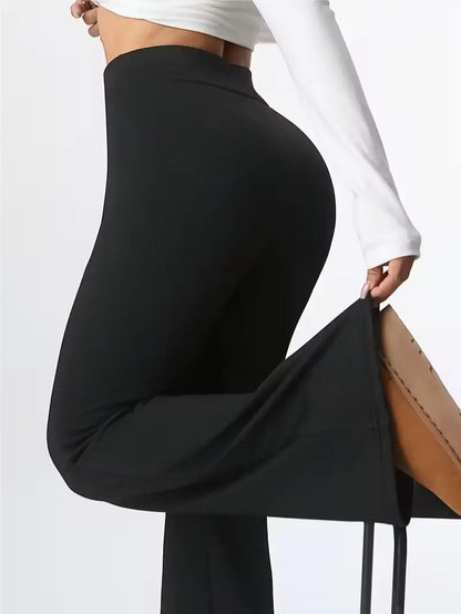 Women's High Waisted Fleece Lined Flare Leggings Warm Stretchy Winter Yoga Pants