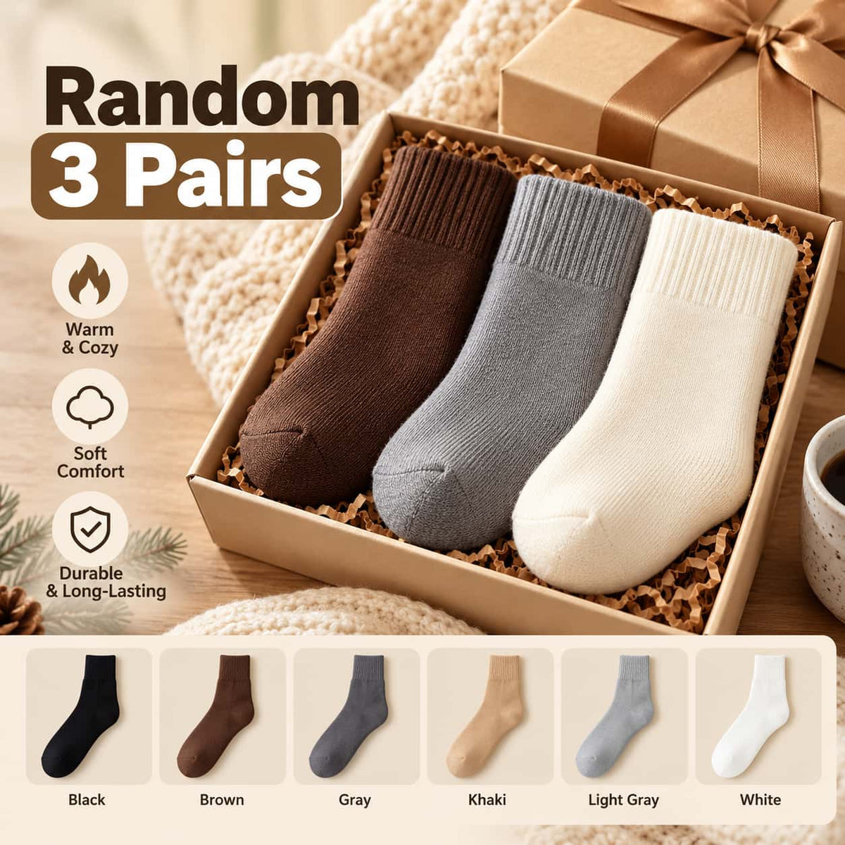 Men’s Thick Thermal Crew Socks – Soft Fleece-Lined Warm Winter Socks for Everyday Comfort