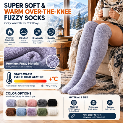 Women's Cozy Fuzzy Over-the-Knee Socks – Thick Warm Plush Winter Socks