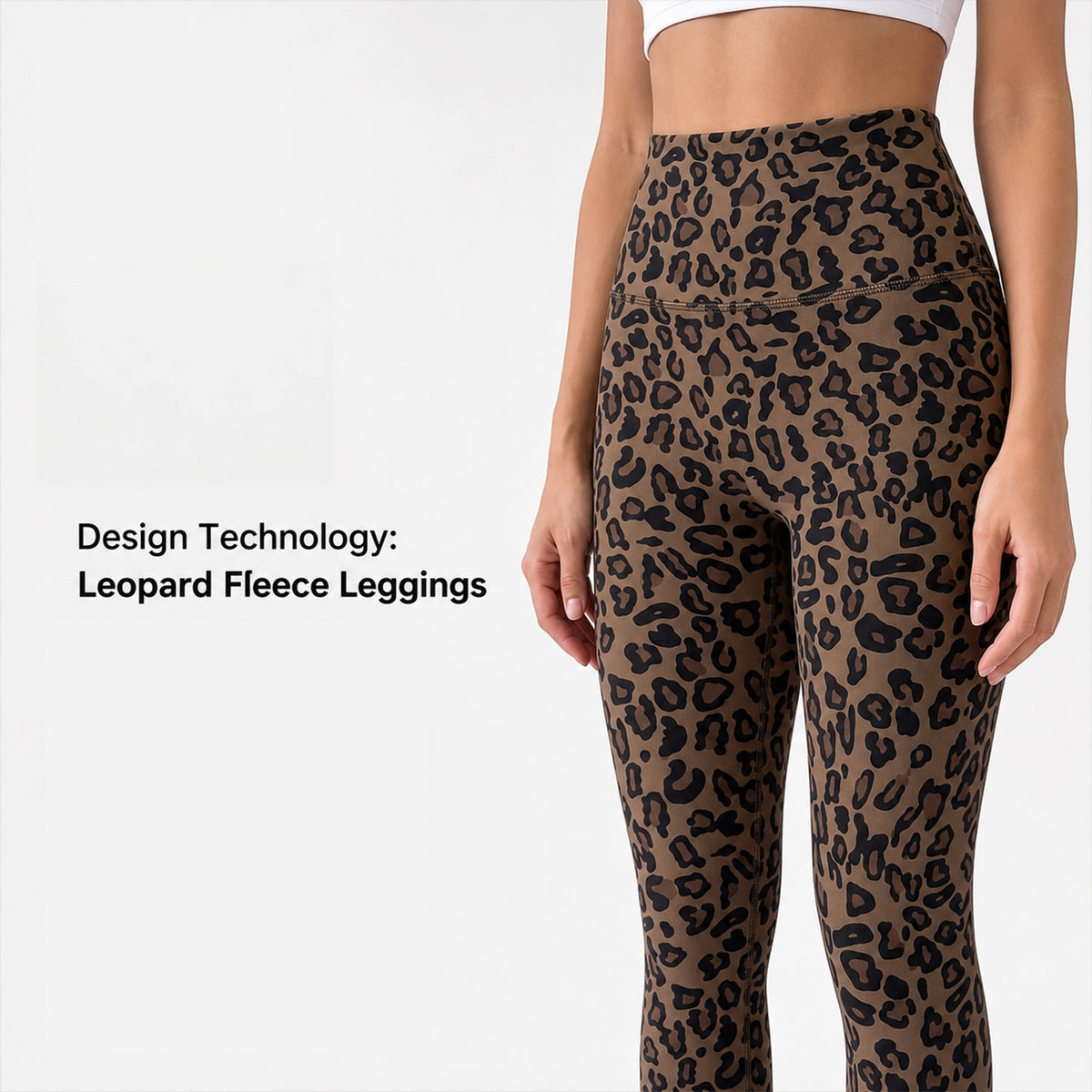 Women’s Leopard Print Fleece-Lined Leggings – No Front Seam High-Waisted Tummy Control Pants