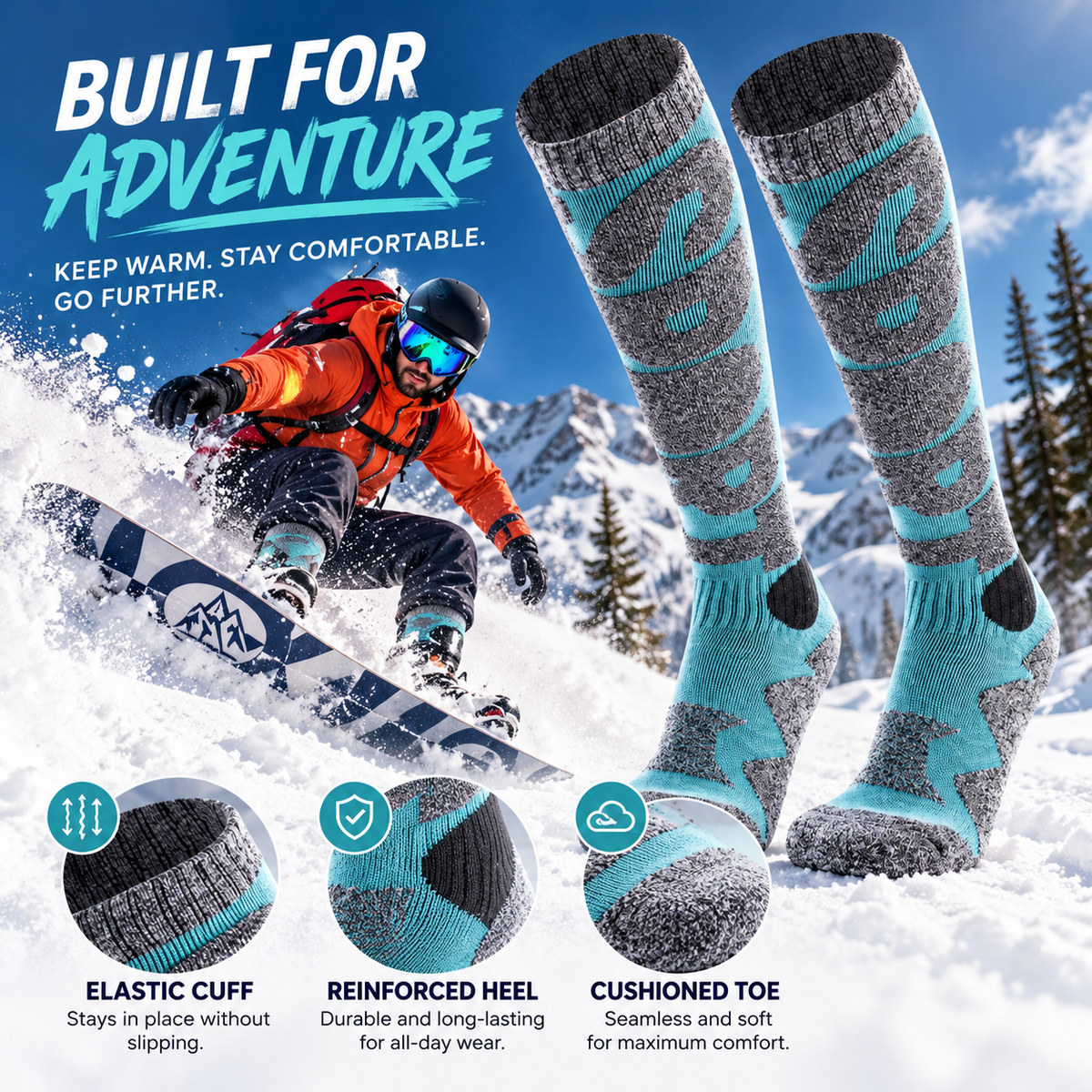 Winter Warm Knee-High Ski Socks for Men & Women – Thermal Snowboard Socks, Outdoor Hiking & Winter Sports Performance Socks