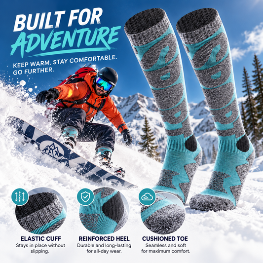 Winter Warm Knee-High Ski Socks for Men & Women – Thermal Snowboard Socks, Outdoor Hiking & Winter Sports Performance Socks