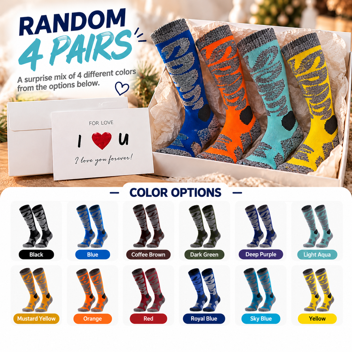 Winter Warm Knee-High Ski Socks for Men & Women – Thermal Snowboard Socks, Outdoor Hiking & Winter Sports Performance Socks