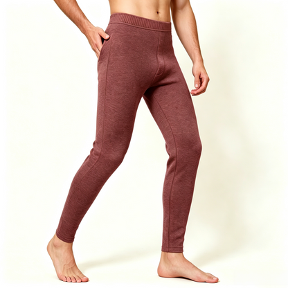 Winter Warm Cashmere Thermal Pants High Waist Fleece Lined Slim Fit Leggings For Men And Women