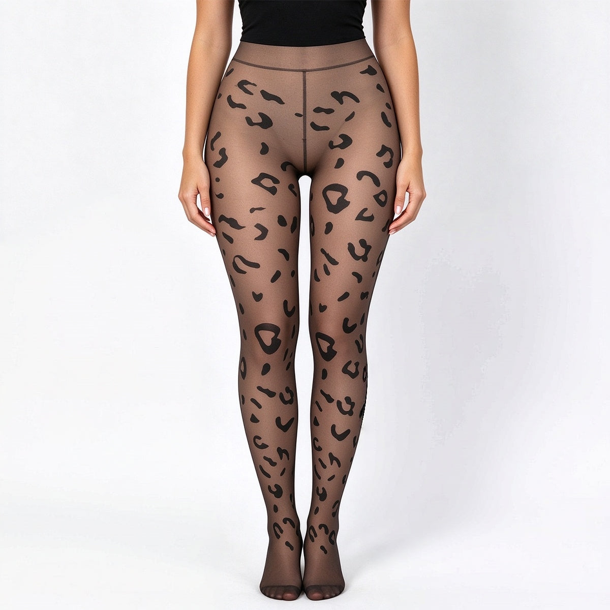 Women's Fleece-Lined Faux Sheer Tights – Thick Thermal Winter Pantyhose with Printed Design