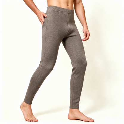 Winter Warm Cashmere Thermal Pants High Waist Fleece Lined Slim Fit Leggings For Men And Women
