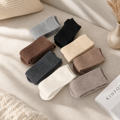 Women's 5-Pack Thick Cozy Striped Crew Socks – Warm Casual Socks for Fall & Winter
