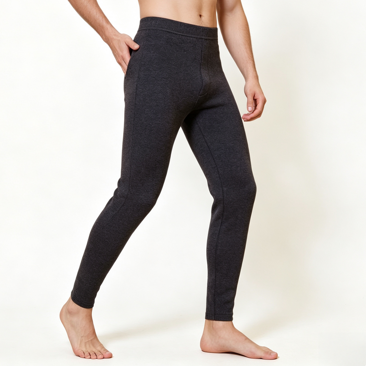 Winter Warm Cashmere Thermal Pants High Waist Fleece Lined Slim Fit Leggings For Men And Women