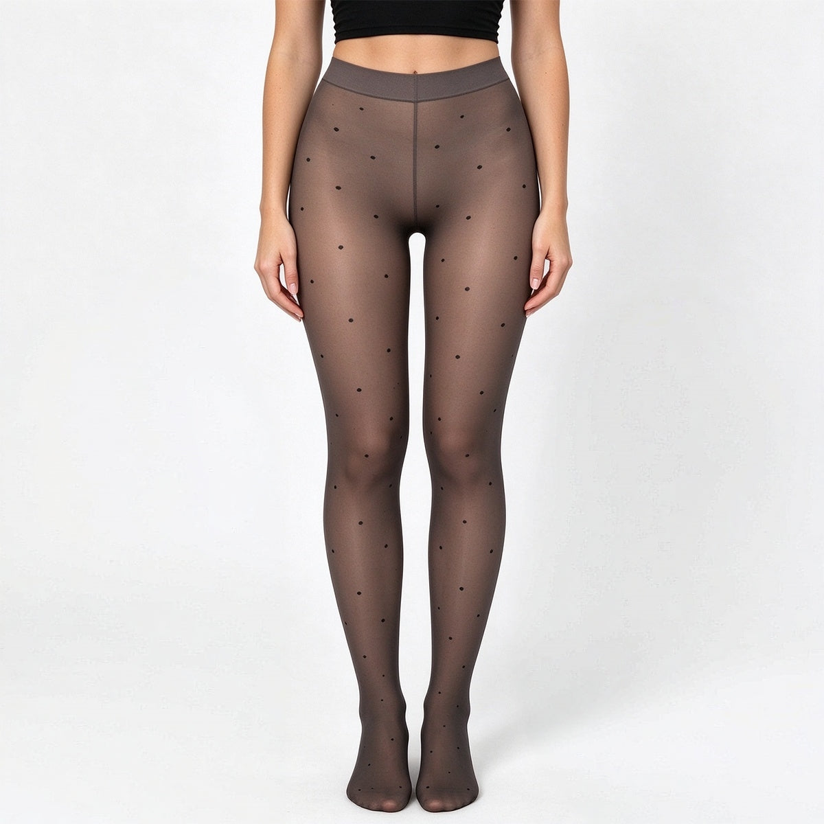Women's Fleece-Lined Faux Sheer Tights – Thick Thermal Winter Pantyhose with Printed Design