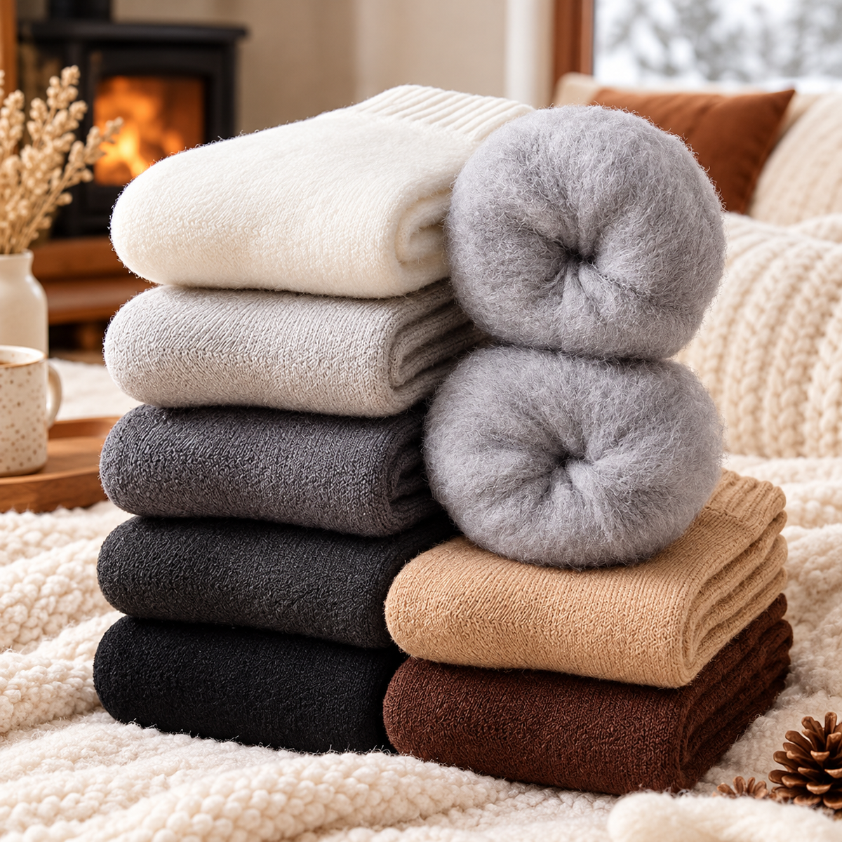 Women's Cozy Fuzzy Winter Socks – Thick Soft Thermal Crew Socks, Warm Gift for Women