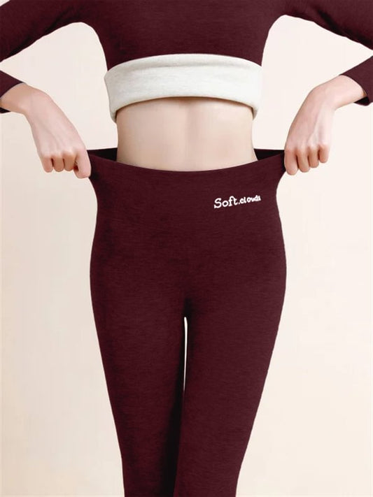 Casual Warm Winter Solid Pants Soft Fleece Leggings