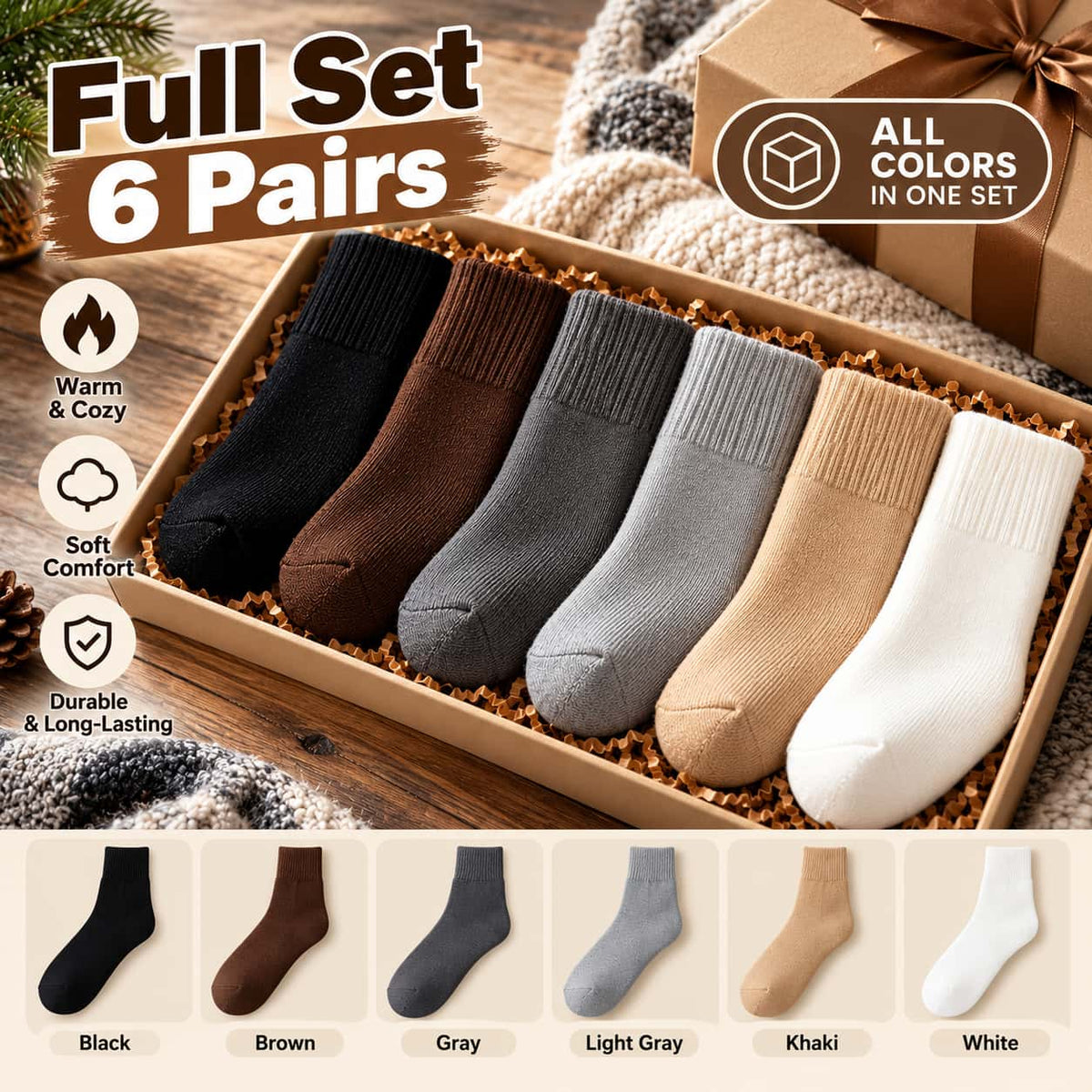 Men’s Thick Thermal Crew Socks – Soft Fleece-Lined Warm Winter Socks for Everyday Comfort