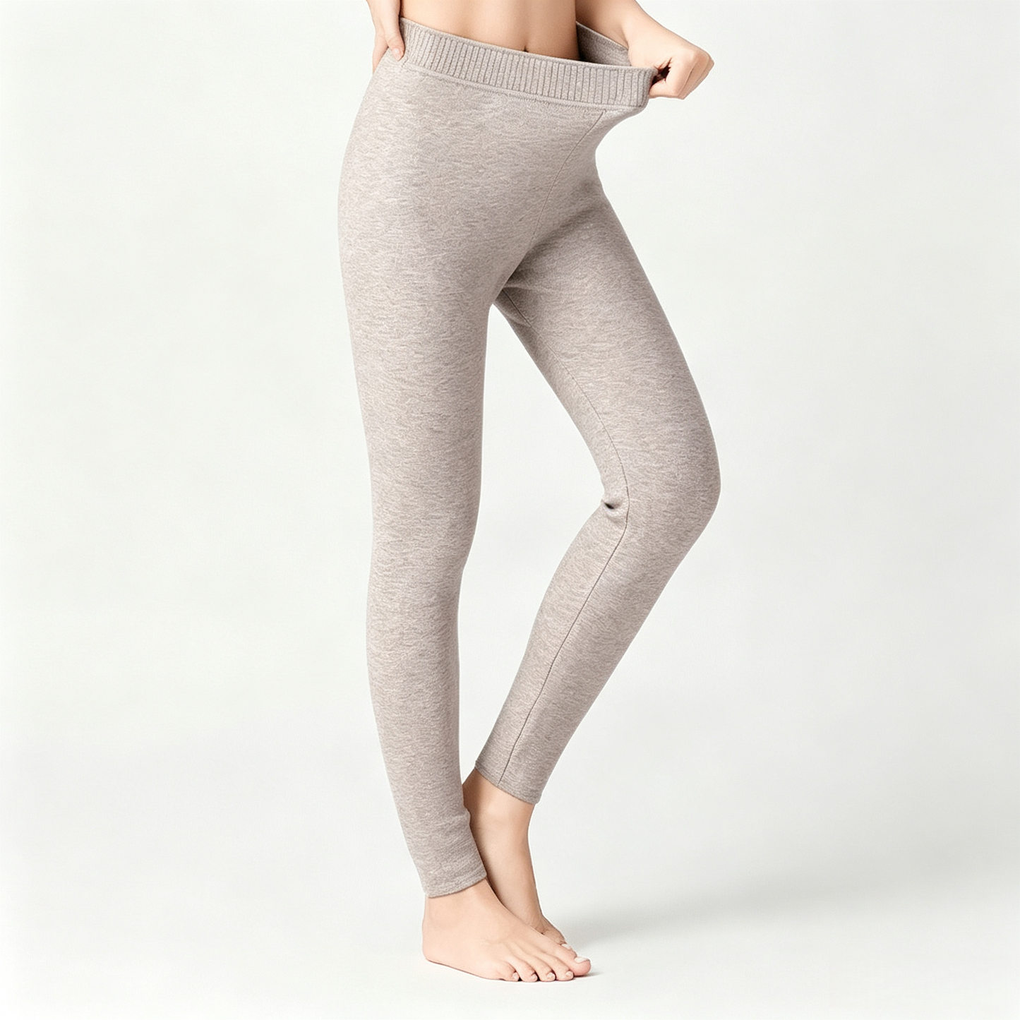 Winter Warm Cashmere Thermal Pants High Waist Fleece Lined Slim Fit Leggings For Men And Women